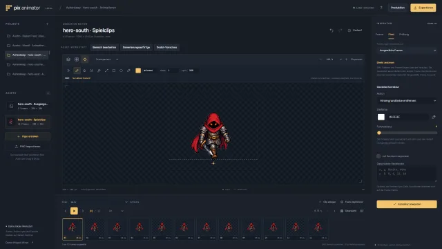 Pix Animator Pixelkorrektur – Zeichenwerkzeuge und gezielte Korrektur mit geschützten Bereichen