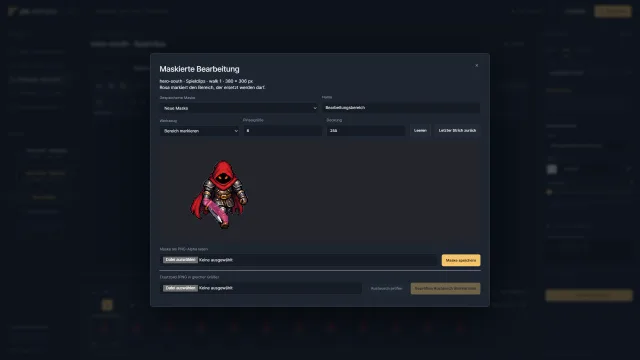 Pix Animator Maskierte Bearbeitung – markierter Bereich, der durch ein Ersatzbild ersetzt werden darf