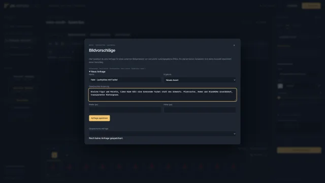 Pix Animator Generierungsauftrag – Brief mit gewünschter Änderung für einen externen Bildgenerator