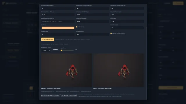 Pix Animator Godot-Vorschau – GPU-Aufnahmen der Figur mit Licht, Kontaktschatten und Kamerafahrt
