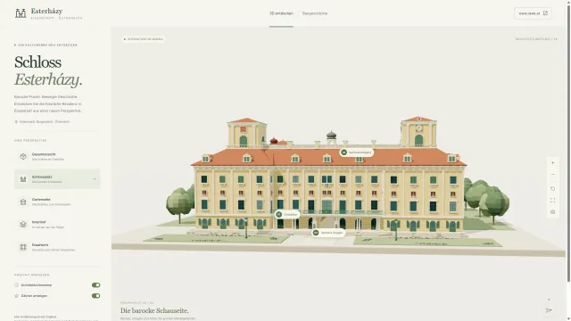 Esterhazy Schlossplatz – die barocke Schauseite als eine von fünf vordefinierten Perspektiven